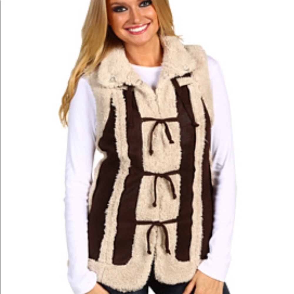 Twisted Heart Brown/Tan shearling vest -M/L